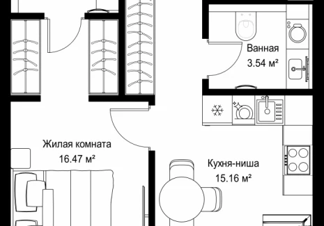 1-комнатная квартира - ул. Верейская, 29/42 / ЖК ВЕЕР - фото 1