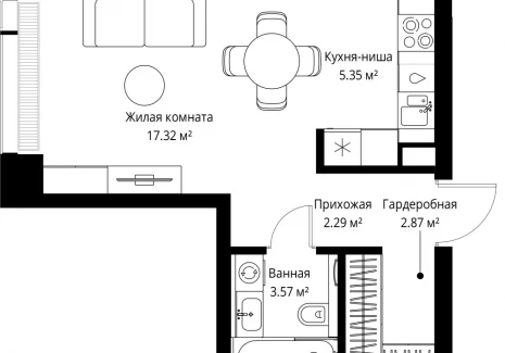 1-комнатная квартира - ул. Верейская, 29/42 / ЖК ВЕЕР - фото 1