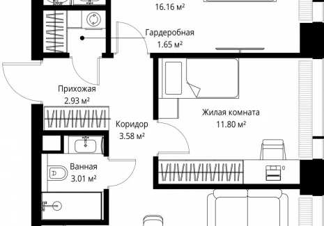 2-комнатная квартира - ул. Верейская, 29/42 / ЖК ВЕЕР - фото 1