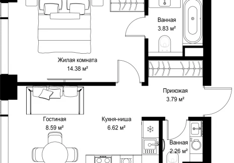 1-комнатная квартира - ул. Верейская, 29/42 / ЖК ВЕЕР - фото 1