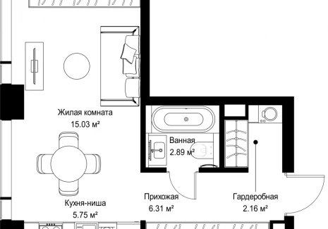 1-комнатная квартира - ул. Верейская, 29/42 / ЖК ВЕЕР - фото 1
