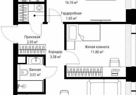 2-комнатная квартира - ул. Верейская, 29/42 / ЖК ВЕЕР - фото 1