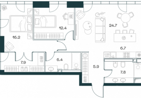 3-комнатная квартира - Орджоникидзе, 10 / ЖК SHIFT - фото 1