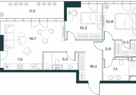 3-комнатная квартира - Орджоникидзе, 10 / ЖК SHIFT - фото 1