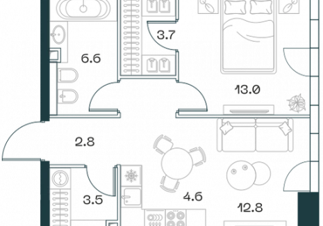 2-комнатная квартира - Орджоникидзе, 10 / ЖК SHIFT - фото 1