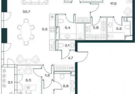 4-комнатная квартира - Орджоникидзе, 10 / ЖК SHIFT - фото 1