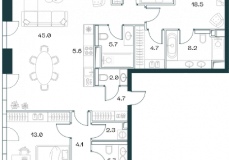 5-комнатная квартира - Орджоникидзе, 10 / ЖК SHIFT - фото 1