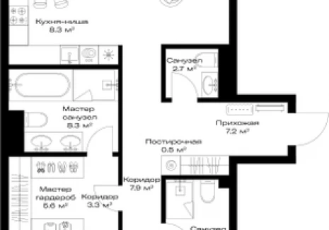 2-комнатная квартира - Дербеневская, 1 / ЖК ОПУС - фото 1