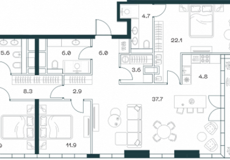 4-комнатная квартира - Орджоникидзе, 10 / ЖК SHIFT - фото 1