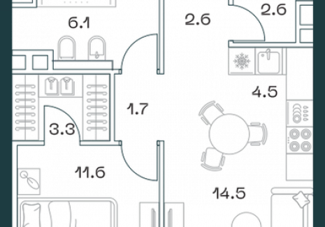 2-комнатная квартира - Орджоникидзе, 10 / ЖК SHIFT - фото 1