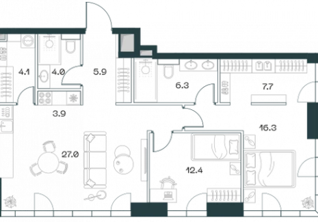 3-комнатная квартира - Орджоникидзе, 10 / ЖК SHIFT - фото 1