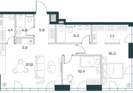 3-комнатная квартира - Орджоникидзе, 10 / ЖК SHIFT - фото 1