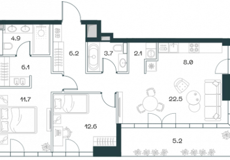 3-комнатная квартира - Орджоникидзе, 10 / ЖК SHIFT - фото 1