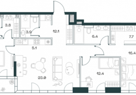 4-комнатная квартира - Орджоникидзе, 10 / ЖК SHIFT - фото 1