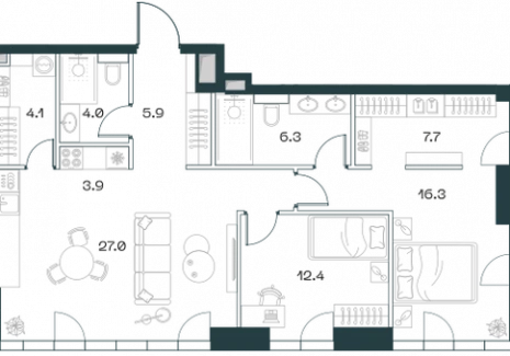 3-комнатная квартира - Орджоникидзе, 10 / ЖК SHIFT - фото 1