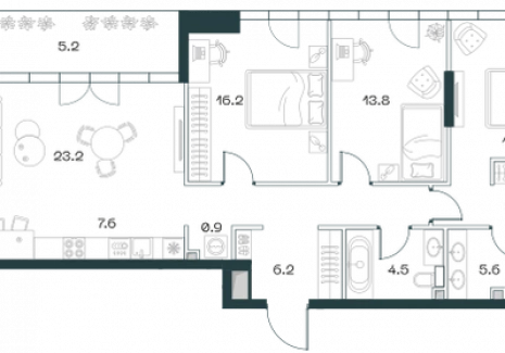 3-комнатная квартира - Орджоникидзе, 10 / ЖК SHIFT - фото 1