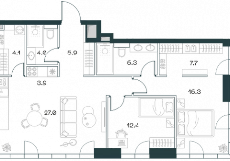 3-комнатная квартира - Орджоникидзе, 10 / ЖК SHIFT - фото 1