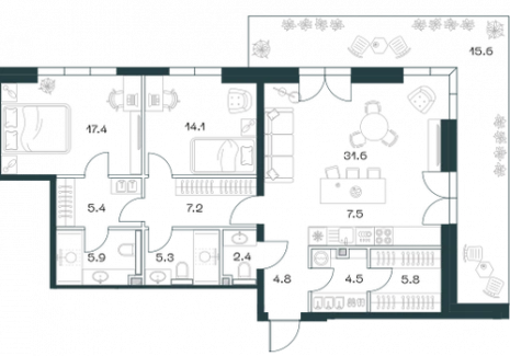 3-комнатная квартира - Орджоникидзе, 10 / ЖК SHIFT - фото 1