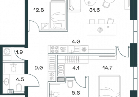 3-комнатная квартира - Орджоникидзе, 10 / ЖК SHIFT - фото 1