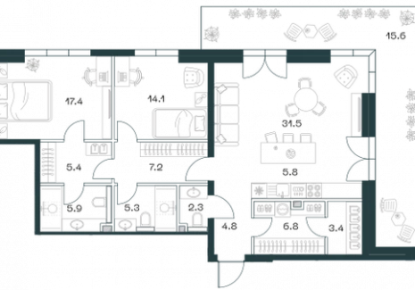 3-комнатная квартира - Орджоникидзе, 10 / ЖК SHIFT - фото 1