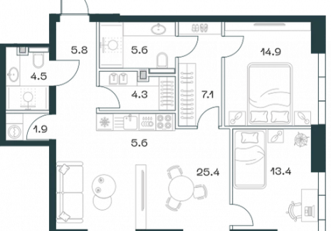 3-комнатная квартира - Орджоникидзе, 10 / ЖК SHIFT - фото 1