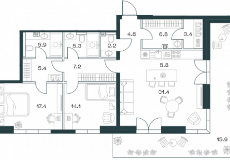 3-комнатная квартира - Орджоникидзе, 10 / ЖК SHIFT - фото 1