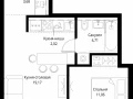 1-комнатная квартира, 40.64 м2 , 2 этаж, квартал Клиф, 5 - фото 1