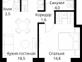 1-комнатная квартира, 41.4 м2 , 23 этаж, Волоколамское шоссе, 95/2 - фото 1