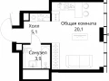 1-комнатная квартира, 29.1 м2 , 43 этаж, Волоколамское шоссе, 95/2 - фото 1