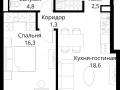 1-комнатная квартира, 46.2 м2 , 48 этаж, Волоколамское шоссе, 95/2 - фото 1