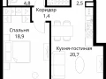 1-комнатная квартира, 51 м2 , 53 этаж, Волоколамское шоссе, 95/2 - фото 1
