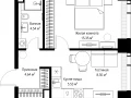 1-комнатная квартира, 38.36 м2 , 43 этаж, ул. Верейская, 29/42 - фото 1
