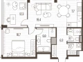 3-комнатная квартира, 74.8 м2 , 23 этаж, Летниковская, 11 - фото 1