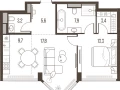 2-комнатная квартира, 60.9 м2 , 23 этаж, Летниковская, 11 - фото 1