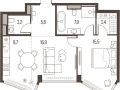 2-комнатная квартира, 62.2 м2 , 30 этаж, Летниковская, 11 - фото 1
